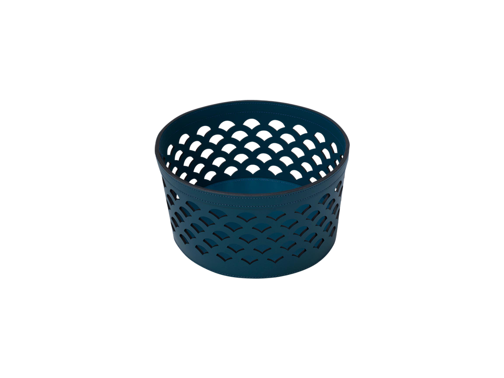 basket venezia round with lid bicolor
