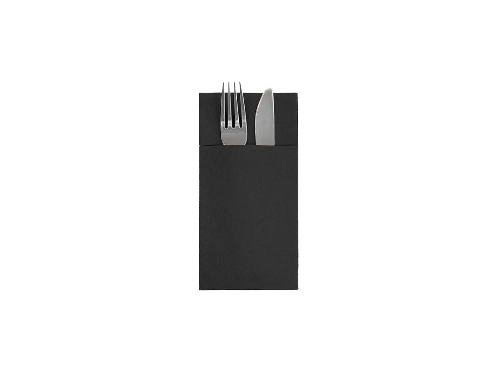pocket napkin airlaid 32x40cm uni black 1/8 fold