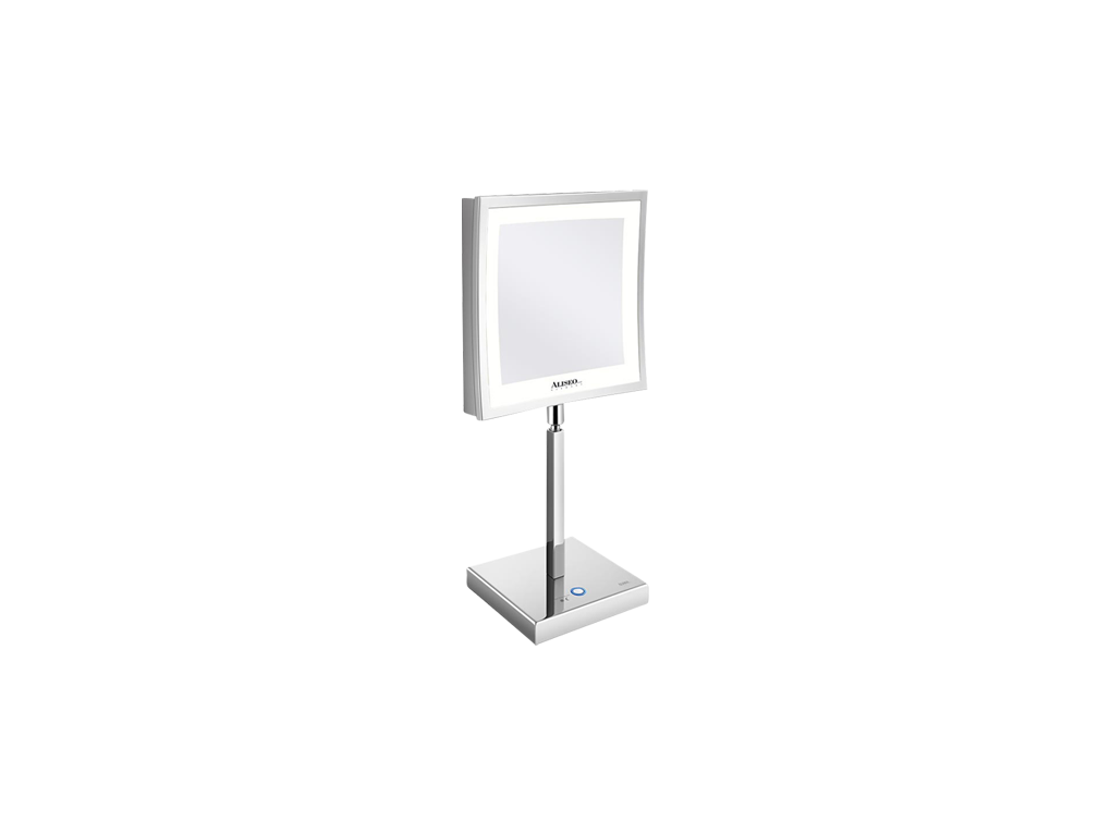 cosmetic mirror led cubik 215x215mm table top chrome