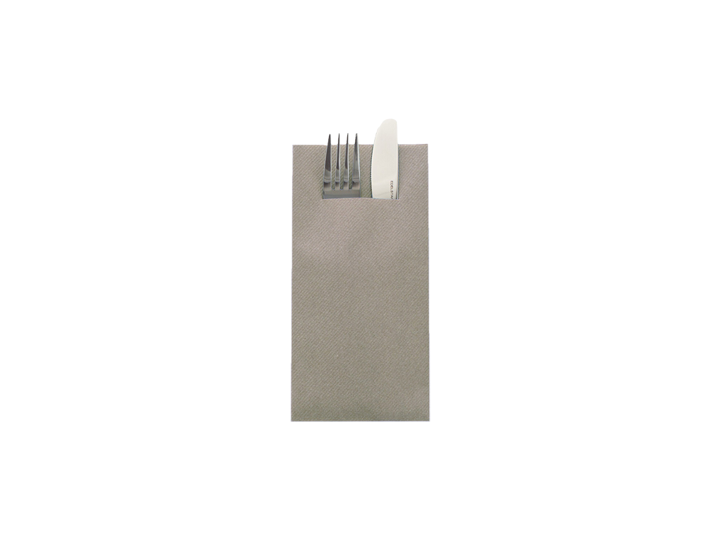 bestecktasche airlaid light 40x40cm 1/8 falz uni beige grau